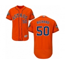 Men's Houston Astros #50 J.R. Richard Orange Alternate Flex Base Authentic Collection 2019 World Series Bound Baseball Jersey