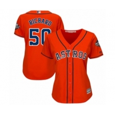 Women's Houston Astros #50 J.R. Richard Authentic Orange Alternate Cool Base 2019 World Series Bound Baseball Jersey