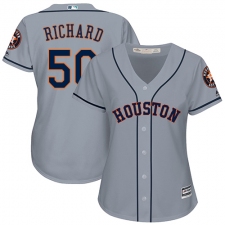 Women's Majestic Houston Astros #50 J.R. Richard Authentic Grey Road Cool Base MLB Jersey