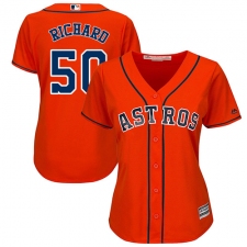 Women's Majestic Houston Astros #50 J.R. Richard Replica Orange Alternate Cool Base MLB Jersey