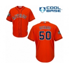Youth Houston Astros #50 J.R. Richard Authentic Orange Alternate Cool Base 2019 World Series Bound Baseball Jersey