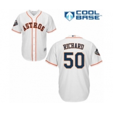 Youth Houston Astros #50 J.R. Richard Authentic White Home Cool Base 2019 World Series Bound Baseball Jersey