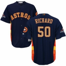 Youth Majestic Houston Astros #50 J.R. Richard Authentic Navy Blue Alternate 2018 Gold Program Cool Base MLB Jersey