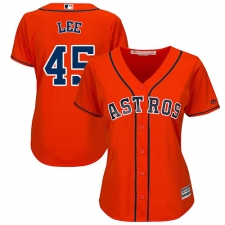 Women's Majestic Houston Astros #45 Carlos Lee Replica Orange Alternate Cool Base MLB Jersey