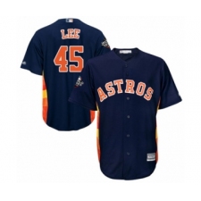 Youth Houston Astros #45 Carlos Lee Authentic Navy Blue Alternate Cool Base 2019 World Series Bound Baseball Jersey