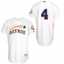 Men's Majestic Houston Astros #4 George Springer Authentic White 1965 Turn Back The Clock MLB Jersey