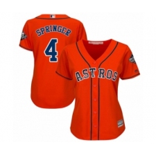 Women's Houston Astros #4 George Springer Authentic Orange Alternate Cool Base 2019 World Series Bound Baseball Jersey