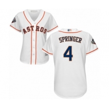Women's Houston Astros #4 George Springer Authentic White Home Cool Base 2019 World Series Bound Baseball Jersey