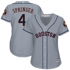 Women's Majestic Houston Astros #4 George Springer Replica Grey Road Cool Base MLB Jersey