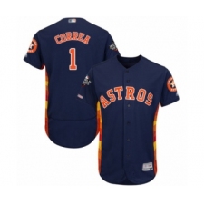 Men's Houston Astros #1 Carlos Correa Navy Blue Alternate Flex Base Authentic Collection 2019 World Series Bound Baseball Jersey
