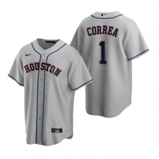 Men's Nike Houston Astros #1 Carlos Correa Gray Road Stitched Baseball Jersey