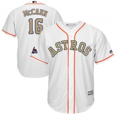 Youth Majestic Houston Astros #16 Brian McCann Authentic White 2018 Gold Program Cool Base MLB Jersey