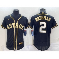 Men's Houston Astros #2 Alex Bregman Black Gold Flex Base Stitched Jersey