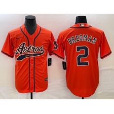 Men's Houston Astros #2 Alex Bregman Orange Cool Base Stitched Baseball Jersey