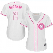 Women's Majestic Houston Astros #2 Alex Bregman Replica White Fashion Cool Base MLB Jersey