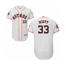 Men's Houston Astros #33 Mike Scott White Home Flex Base Authentic Collection 2019 World Series Bound Baseball Jersey