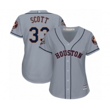 Women's Houston Astros #33 Mike Scott Authentic Grey Road Cool Base 2019 World Series Bound Baseball Jersey