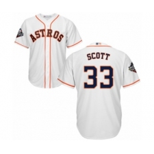 Youth Houston Astros #33 Mike Scott Authentic White Home Cool Base 2019 World Series Bound Baseball Jersey