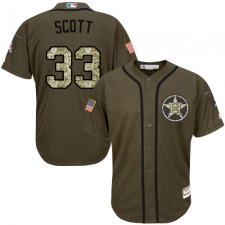Youth Majestic Houston Astros #33 Mike Scott Replica Green Salute to Service MLB Jersey