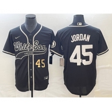 Men's Chicago White Sox #45 Michael Jordan Number Black Cool Base Stitched Baseball Jersey