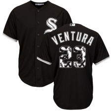 Men's Majestic Chicago White Sox #23 Robin Ventura Authentic Black Team Logo Fashion Cool Base MLB Jersey