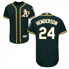 Men's Majestic Oakland Athletics #24 Rickey Henderson Green Alternate Flex Base Authentic Collection MLB Jersey