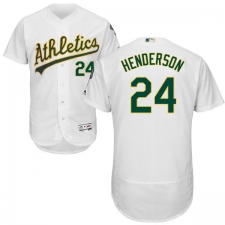 Men's Majestic Oakland Athletics #24 Rickey Henderson White Home Flex Base Authentic Collection MLB Jersey