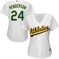 Women's Majestic Oakland Athletics #24 Rickey Henderson Authentic White Home Cool Base MLB Jersey