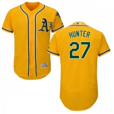 Men's Majestic Oakland Athletics #27 Catfish Hunter Gold Alternate Flex Base Authentic Collection MLB Jersey