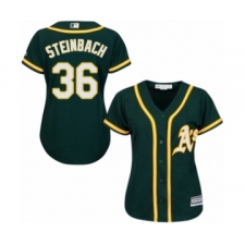 Women's Oakland Athletics #36 Terry Steinbach Replica Green Alternate 1 Cool Base Baseball Jersey