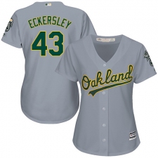 Women's Majestic Oakland Athletics #43 Dennis Eckersley Authentic Grey Road Cool Base MLB Jersey