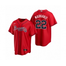 Men's Atlanta Braves #22 Nick Markakis Nike Red 2020 Replica Alternate Jersey