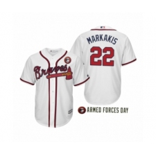 Youth 2019 Armed Forces Day Nick Markakis #22 Atlanta Braves White Jersey