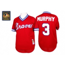 Men's Mitchell and Ness 1980 Atlanta Braves #3 Dale Murphy Authentic Red Throwback MLB Jersey
