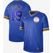 Men's Nike Milwaukee Brewers #19 Robin Yount Royal Authentic Cooperstown Collection Stitched Baseball Jersey