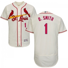 Men's Majestic St. Louis Cardinals #1 Ozzie Smith Cream Alternate Flex Base Authentic Collection MLB Jersey