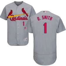 Men's Majestic St. Louis Cardinals #1 Ozzie Smith Grey Road Flex Base Authentic Collection MLB Jersey