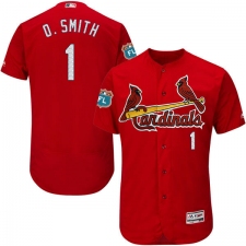 Men's Majestic St. Louis Cardinals #1 Ozzie Smith Red Alternate Flex Base Authentic Collection MLB Jersey