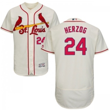 Men's Majestic St. Louis Cardinals #24 Whitey Herzog Cream Alternate Flex Base Authentic Collection MLB Jersey