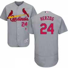 Men's Majestic St. Louis Cardinals #24 Whitey Herzog Grey Road Flex Base Authentic Collection MLB Jersey