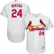 Men's Majestic St. Louis Cardinals #24 Whitey Herzog White Home Flex Base Authentic Collection MLB Jersey