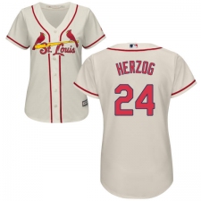 Women's Majestic St. Louis Cardinals #24 Whitey Herzog Replica Cream Alternate Cool Base MLB Jersey