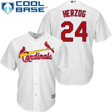 Youth Majestic St. Louis Cardinals #24 Whitey Herzog Replica White Home Cool Base MLB Jersey