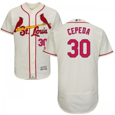 Men's Majestic St. Louis Cardinals #30 Orlando Cepeda Cream Alternate Flex Base Authentic Collection MLB Jersey