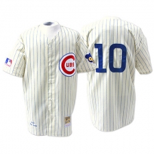 Men's Mitchell and Ness Chicago Cubs #10 Ron Santo Authentic Cream 1969 Throwback MLB Jersey
