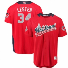 Men's Majestic Chicago Cubs #34 Jon Lester Game Red National League 2018 MLB All-Star MLB Jersey