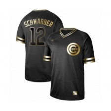 Men's Chicago Cubs #12 Kyle Schwarber Authentic Black Gold Fashion Baseball Jersey