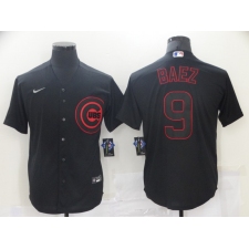 Men's Chicago Cubs #9 Javier Baez Authentic Black Shadow Jersey