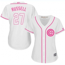 Women's Majestic Chicago Cubs #27 Addison Russell Replica White Fashion MLB Jersey