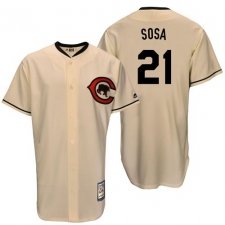 Men's Majestic Chicago Cubs #21 Sammy Sosa Authentic Cream Cooperstown Throwback MLB Jersey